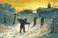Villagers walking on a snowy day (1907) from The Miriam and Ira D. Wallach Division Of Art, Prints and Photographs: Picture Collection published by <a href="https://www.rawpixel.com/search/Paul%20Finkenrath?sort=curated&amp;page=1">Paul Finkenrath</a>. Original From The New York Public Library. Digitally enhanced by rawpixel.
