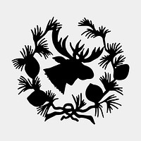 Reindeer and pine cone silhouettes vector