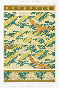 Carpocoris, bordure. Aigles et pigeons, papier peint. Coquillages et algues, bordure from L&#39;animal dans la d&eacute;coration (1897) illustrated by <a href="https://www.rawpixel.com/search/Maurice%20Pillard%20Verneuil?sort=curated&amp;type=all&amp;page=1">Maurice Pillard Verneuil</a>. Original from the The New York Public Library. Digitally enhanced by rawpixel.