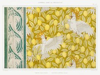 Poissons, frise au pochoir. Cacato&euml;s et citrons, cretonne from L&#39;animal dans la d&eacute;coration (1897) illustrated by <a href="https://www.rawpixel.com/search/Maurice%20Pillard%20Verneuil?sort=curated&amp;type=all&amp;page=1">Maurice Pillard Verneuil</a>.​​​​​​ Original from the The New York Public Library. Digitally enhanced by rawpixel.