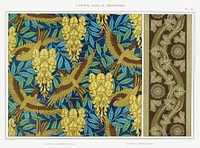 Oiseaux et glycines, tenture. L&eacute;zards et lierre, bordure from L&#39;animal dans la d&eacute;coration (1897) illustrated by <a href="https://www.rawpixel.com/search/Maurice%20Pillard%20Verneuil?sort=curated&amp;type=all&amp;page=1">Maurice Pillard Verneuil</a>. Original from the The New York Public Library. Digitally enhanced by rawpixel.