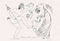 Vintage illustration of Faun &amp; bacchante