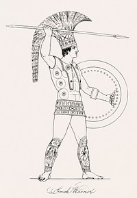 Vintage illustration of Greek warrio