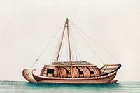 Chinese painting featuring river freight junk (ancient Chinese ship) (ca.1800&ndash;1899) from the Miriam and Ira D. Wallach Division of Art, Prints and Photographs: Art &amp; Architecture Collection. Original from the New York Public Library. Digitally enhanced by rawpixel.