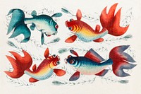 Chinese painting featuring two gold and two silver fish (ca.1800&ndash;1899) from the Miriam and Ira D. Wallach Division of Art, Prints and Photographs: Art &amp; Architecture Collection. Original from the New York Public Library. Digitally enhanced by rawpixel.