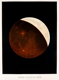 Partial eclipse of the moon from the Trouvelot<br />astronomical drawings (1881-1882) by<a href="https://www.rawpixel.com/search/etienne%20leopold%20trouvelot?&amp;page=1"> E. L. Trouvelot</a> (1827-1895). Original from The New York Public Library. Digitally enhanced by rawpixel.