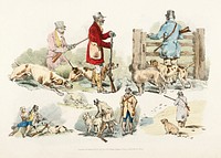 Illustration of hunters with their dogs from Sporting Sketches (1817-1818) by Henry Alken (1784-1851). Original from The New York Public Library. Digitally enhanced by rawpixel.