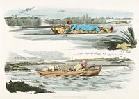 Illustration of duck flowing from Sporting Sketches (1817-1818) by <a href="https://www.rawpixel.com/search/Henry%20Alken?&amp;page=1">Henry Alken</a> (1784-1851). Original from The New York Public Library. Digitally enhanced by rawpixel.