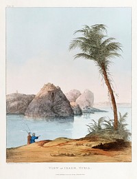 Plate 27 : The Rocks and Castle of Ibrim in Nubia illustration from the kings tombs in Thebes by <a href="https://www.rawpixel.com/search/Giovanni%20Battista%20Belzoni?sort=curated&amp;rating_filter=all&amp;mode=shop&amp;page=1">Giovanni Battista Belzoni</a> (1778-1823) from Plates illustrative of the researches and operations in Egypt and Nubia (1820).