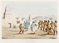 Plate 30 : An Arabic Dance illustration from the kings tombs in Thebes by <a href="https://www.rawpixel.com/search/Giovanni%20Battista%20Belzoni?sort=curated&amp;rating_filter=all&amp;mode=shop&amp;page=1">Giovanni Battista Belzoni</a> (1778-1823) from Plates illustrative of the researches and operations in Egypt and Nubia (1820).