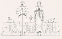 Osiris &amp; Isis from An illustration of the Egyptian, Grecian and Roman costumes by <a href="https://www.rawpixel.com/search/Thomas%20Baxter?sort=curated&amp;rating_filter=all&amp;mode=shop&amp;page=1">Thomas Baxter</a> (1782&ndash;1821). Original from The New York Public Library. Digitally enhanced by rawpixel.