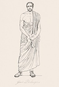 Greek philosopher from An illustration of the Egyptian, Grecian and Roman costumes by <a href="https://www.rawpixel.com/search/Thomas%20Baxter?sort=curated&amp;rating_filter=all&amp;mode=shop&amp;page=1">Thomas Baxter</a> (1782&ndash;1821). Original from The New York Public Library. Digitally enhanced by rawpixel.