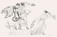 Paris, Helen and Cassandra from An illustration of the Egyptian, Grecian and Roman costumes by <a href="https://www.rawpixel.com/search/Thomas%20Baxter?sort=curated&amp;rating_filter=all&amp;mode=shop&amp;page=1">Thomas Baxter</a>(1782&ndash;1821). Original from The New York Public Library. Digitally enhanced by rawpixel.