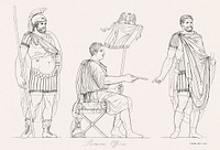 Roman officers from An illustration of the Egyptian, Grecian and Roman costumes by <a href="https://www.rawpixel.com/search/Thomas%20Baxter?sort=curated&amp;rating_filter=all&amp;mode=shop&amp;page=1">Thomas Baxter</a> (1782&ndash;1821). Original from The New York Public Library. Digitally enhanced by rawpixel.