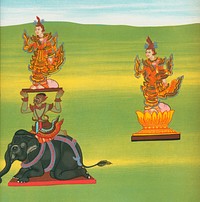 3. Royal sister (Hnam&aacute;dawgy&iacute; nat) and 4. Shwe Nab&eacute; nat (also called Naga Medaw) from The thirty-seven nats : a phase of spirit worship prevailing in Burma (1906) by <a href="https://www.rawpixel.com/search/William%20Griggs?&amp;page=1">William Griggs</a> (1832-1911). Original from The New York Public Library. Digitally enhanced by rawpixel.