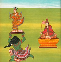 5. Beautiful in Three Ways (Th&oacute;nban Hla nat) and 6. Minkhaung II of Taungoo (Taung-ng&uacute; Mingaung nat) from The thirty-seven nats : a phase of spirit worship prevailing in Burma (1906) by <a href="https://www.rawpixel.com/search/William%20Griggs?&amp;page=1">William Griggs</a> (1832-1911). Original from The New York Public Library. Digitally enhanced by rawpixel.