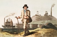 Illustration of the collier from The Costume of Yorkshire (1814) by <a href="https://www.rawpixel.com/search/George%20Walker?&amp;page=1">George Walker </a>(1781-1856). This image features also feature the first published illustration of a locomotive (steam engine) built by Murray &amp; Blenkinsop in 1812. Original from The New York Public Library. Digitally enhanced by rawpixel.