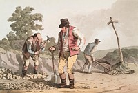 Illustration of stone breakers on the road from The Costume of Yorkshire (1814) by George Walker (1781-1856). Original from The New York Public Library. Digitally enhanced by rawpixel.