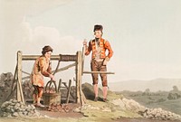 Illustration of the ruddle pit from The Costume of Yorkshire (1814) by <a href="https://www.rawpixel.com/search/George%20Walker?&amp;page=1">George Walker </a>(1781-1856). Original from The New York Public Library. Digitally enhanced by rawpixel.