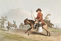 Illustration of the milk boy from The Costume of Yorkshire (1814) by <a href="https://www.rawpixel.com/search/George%20Walker?&amp;page=1">George Walker </a>(1781-1856). Original from The New York Public Library. Digitally enhanced by rawpixel.