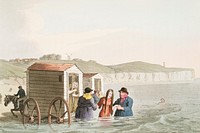 Illustration of sea bathing from The Costume of Yorkshire (1814) by George Walker (1781-1856). Original from The New York Public Library. Digitally enhanced by rawpixel.