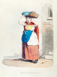 Illustration of a Billinsgate fish-woman from Picturesque Representations of the Dress and Manners of the English(1814) by William Alexander (1767-1816). Original from New York public library. Digitally enhanced by rawpixel.