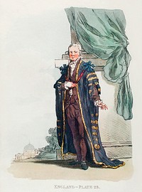 Illustration of lord-Mayor from Picturesque Representations of the Dress and Manners of the English(1814) by <a href="https://www.rawpixel.com/search/William%20Alexander?&amp;page=1">William Alexander</a> (1767-1816). Original from The New York Public Library. Digitally enhanced by rawpixel.