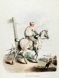 Illustration of a butcher&#39;s boy from Picturesque Representations of the Dress and Manners of the English(1814) by <a href="https://www.rawpixel.com/search/William%20Alexander?&amp;page=1">William Alexander</a> (1767-1816). Original from New York public library. Digitally enhanced by rawpixel.