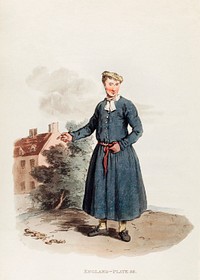 Illustration of a blue-coat boy from Picturesque Representations of the Dress and Manners of the English(1814) by <a href="https://www.rawpixel.com/search/William%20Alexander?&amp;page=1">William Alexander</a> (1767-1816). Original from New York public library. Digitally enhanced by rawpixel.