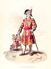 Illustration of a serjeant trumpeter from Picturesque Representations of the Dress and Manners of the English(1814) by <a href="https://www.rawpixel.com/search/William%20Alexander?&amp;page=1">William Alexander</a> (1767-1816). Original from The New York Public Library. Digitally enhanced by rawpixel.