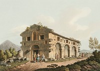 Ancient Bath near the Fountains of the Palici from Views in the Ottoman Dominions, in Europe, in Asia, and some of the Mediterranean islands (1810) illustrated by Luigi Mayer (1755-1803).