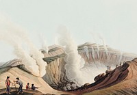 Crater in the Island of Volcano from Views in the Ottoman Dominions, in Europe, in Asia, and some of the Mediterranean islands (1810) illustrated by <a href="https://www.rawpixel.com/search/Luigi%20Mayer?&amp;page=1">Luigi Mayer</a> (1755-1803).