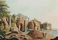 Ancient Temple in the Island of Salina from Views in the Ottoman Dominions, in Europe, in Asia, and some of the Mediterranean islands (1810) illustrated by Luigi Mayer (1755-1803).