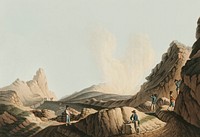 Crater in the Island of Stromboli from Views in the Ottoman Dominions, in Europe, in Asia, and some of the Mediterranean islands (1810) illustrated by <a href="https://www.rawpixel.com/search/Luigi%20Mayer?&amp;page=1">Luigi Mayer</a> (1755-1803).