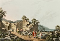 Ruins of an ancient Temple in Samos from Views in the Ottoman Dominions, in Europe, in Asia, and some of the Mediterranean islands (1810) illustrated by <a href="https://www.rawpixel.com/search/Luigi%20Mayer?&amp;page=1">Luigi Mayer</a> (1755-1803).