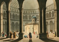 Church of the Holy Sepulchre from Views in the Ottoman Dominions, in Europe, in Asia, and some of the Mediterranean islands (1810) illustrated by <a href="https://www.rawpixel.com/search/Luigi%20Mayer?&amp;page=1">Luigi Mayer</a> (1755-1803).