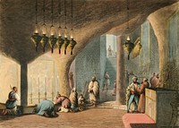 The Grotto of the Nativity from Views in the Ottoman Dominions, in Europe, in Asia, and some of the Mediterranean islands (1810) illustrated by <a href="https://www.rawpixel.com/search/Luigi%20Mayer?&amp;page=1">Luigi Mayer</a> (1755-1803).