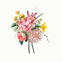 Colorful blooming vintage flowers illustration