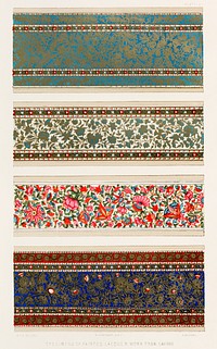 Specimens of painted lacquer work of Lahore from the Industrial arts of the Nineteenth Century (1851-1853) by <a href="https://www.rawpixel.com/search/Sir%20Matthew%20Digby%20wyatt?">Sir Matthew Digby wyatt</a> (1820-1877).