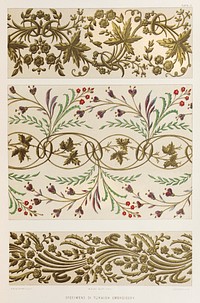 Specimens of Turkish embroidery from the Industrial arts of the Nineteenth Century (1851-1853) by <a href="https://www.rawpixel.com/search/Sir%20Matthew%20Digby%20wyatt?">Sir Matthew Digby wyatt</a> (1820-1877).