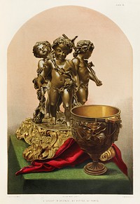 A group in bronze by Vittoz of Paris from the Industrial arts of the Nineteenth Century (1851-1853) by <a href="https://www.rawpixel.com/search/Sir%20Matthew%20Digby%20wyatt?">Sir Matthew Digby wyatt</a> (1820-1877).