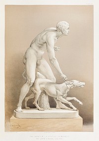 &quot;The hunter&quot; a statue in marble by John Gibson from the Industrial arts of the Nineteenth Century (1851-1853) by <a href="https://www.rawpixel.com/search/Sir%20Matthew%20Digby%20wyatt?">Sir Matthew Digby wyatt</a> (1820-1877).