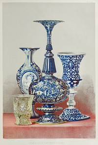Group of glass from the Industrial arts of the Nineteenth Century (1851-1853) by Sir Matthew Digby wyatt (1820-1877).