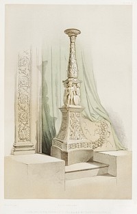 Candelabrum and arabesque from the Industrial arts of the Nineteenth Century (1851-1853) by Sir Matthew Digby wyatt (1820-1877).