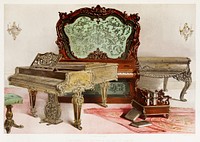Pianofortes from the Industrial arts of the Nineteenth Century (1851-1853) by <a href="https://www.rawpixel.com/search/Sir%20Matthew%20Digby%20wyatt?">Sir Matthew Digby wyatt</a> (1820-1877).
