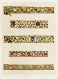 Borders from Indian manuscripts from the Industrial arts of the Nineteenth Century (1851-1853) by <a href="https://www.rawpixel.com/search/Sir%20Matthew%20Digby%20wyatt?">Sir Matthew Digby wyatt</a> (1820-1877).