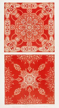 Table covers from the Industrial arts of the Nineteenth Century (1851-1853) by <a href="https://www.rawpixel.com/search/Sir%20Matthew%20Digby%20wyatt?">Sir Matthew Digby wyatt</a> (1820-1877).