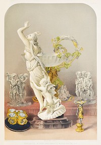 Statuette in ivory and objects in gold and silver from the Industrial arts of the Nineteenth Century (1851-1853) by <a href="https://www.rawpixel.com/search/Sir%20Matthew%20Digby%20wyatt?">Sir Matthew Digby wyatt</a> (1820-1877).