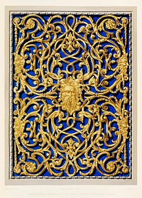 An open-work panel cast in brass from the Industrial arts of the Nineteenth Century (1851-1853) by <a href="https://www.rawpixel.com/search/Sir%20Matthew%20Digby%20wyatt?">Sir Matthew Digby wyatt</a> (1820-1877).