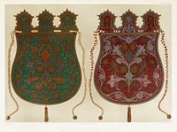 Embroidered bags from Greece from the Industrial arts of the Nineteenth Century (1851-1853) by <a href="https://www.rawpixel.com/search/Sir%20Matthew%20Digby%20wyatt?">Sir Matthew Digby wyatt</a> (1820-1877).